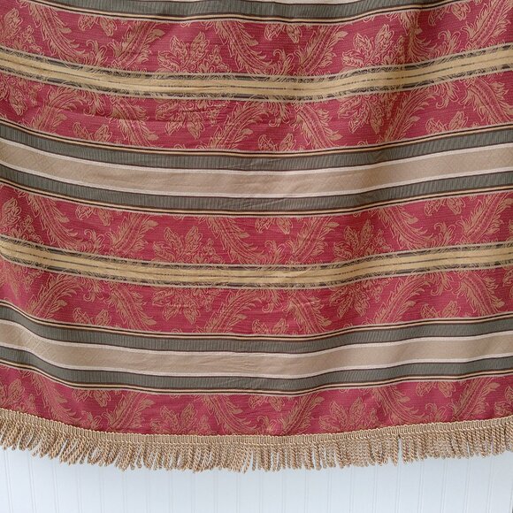 JC PENNEY Curtain Scarf Window Long Formal Fringed Swag French Damask Stripe Vtg